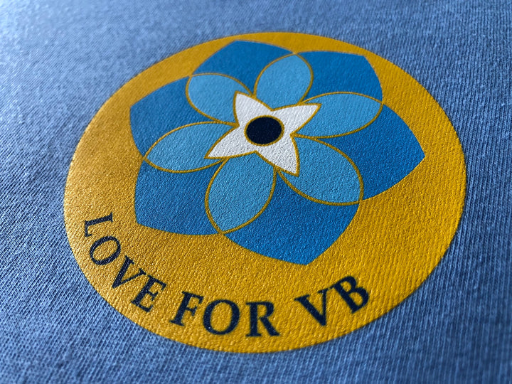 Finished Love For VB t-shirt, screen printed by RVA Threads