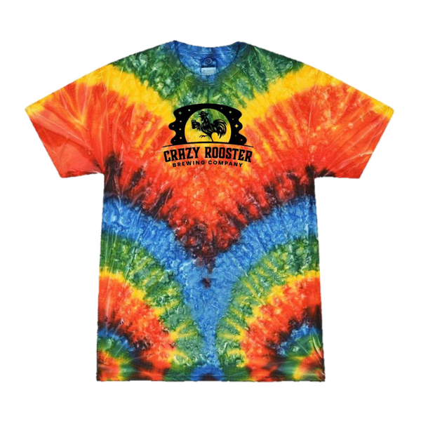 Crazy Rooster Brewing tie-dye t-shirt mockup