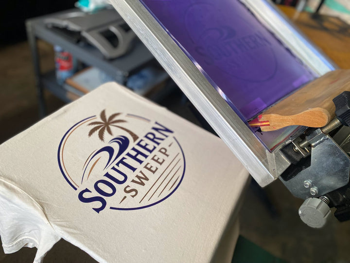 Finished Southern Sweep t-shirt back print, screen printed by RVA Threads